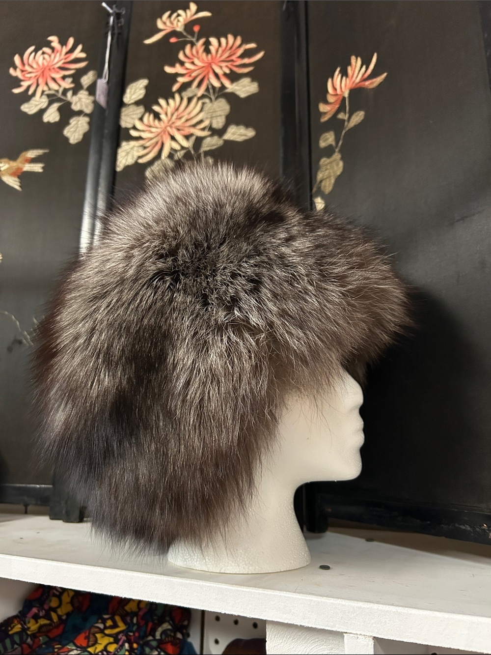 Vintage Silver Fox Fur Pillbox Hat - Brown and Gray Tones - Picture 2 of 13